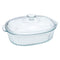 CONSOL TOLEDO OVAL RIBBED GLASS CASSEROLE WITH LID, 3.5 L