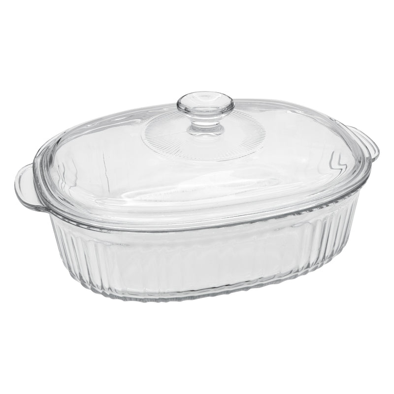 CONSOL TOLEDO OVAL RIBBED GLASS CASSEROLE WITH LID, 3.5L