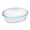 CONSOL TOLEDO OVAL RIBBED GLASS CASSEROLE WITH LID, 3.5 L