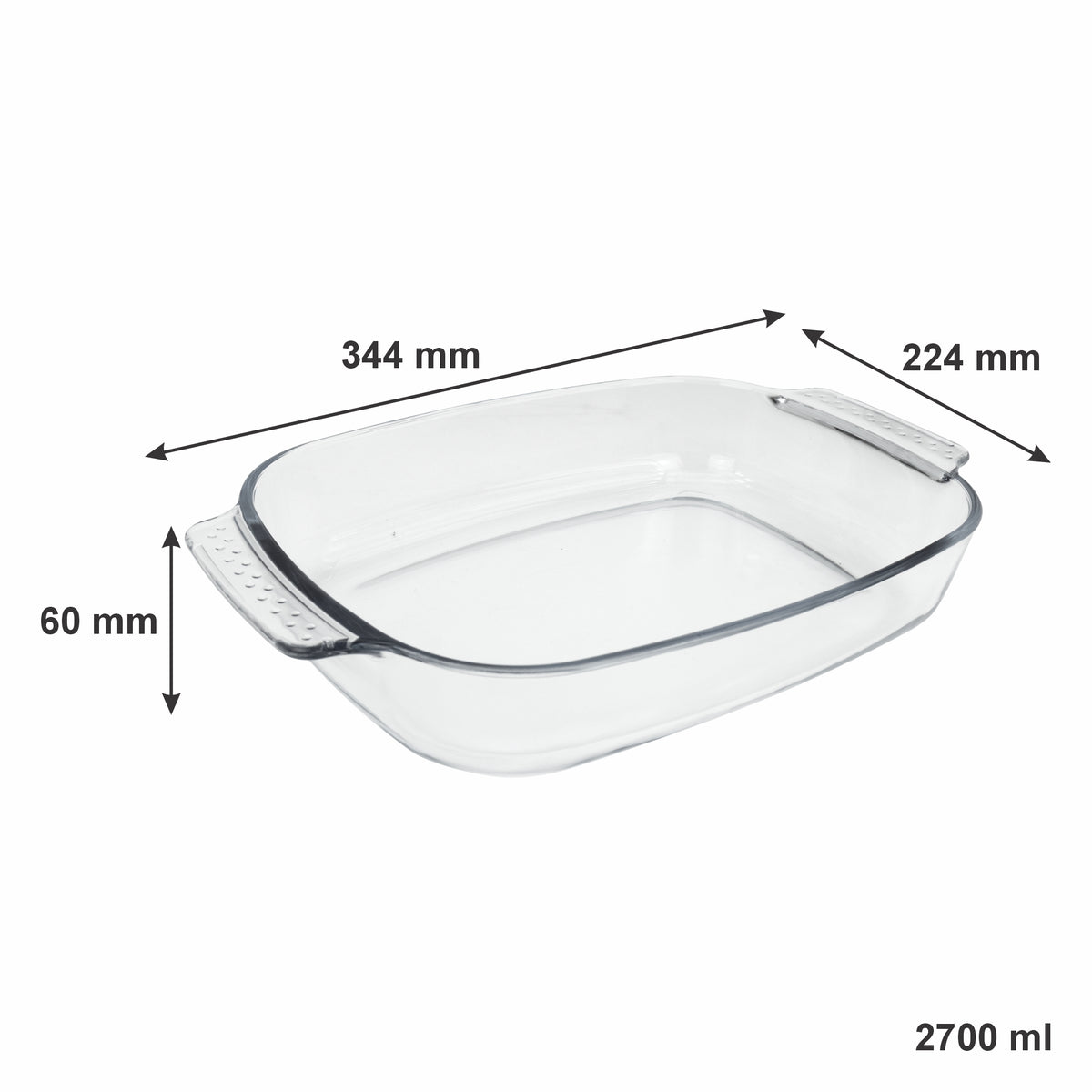 CONSOL VIGO RECTANGULAR GLASS BAKING DISH WITH GREY PLASTIC LID, 2.7L