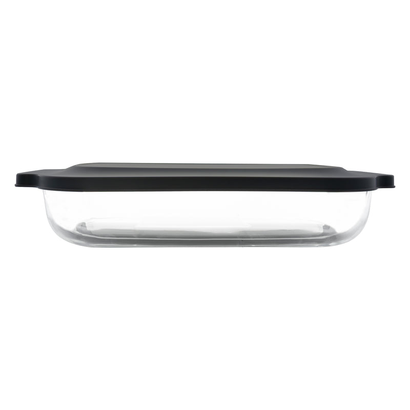 CONSOL VIGO RECTANGULAR GLASS BAKING DISH WITH GREY PLASTIC LID, 3.8L