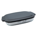 CONSOL VIGO RECTANGULAR GLASS BAKING DISH WITH GREY PLASTIC LID, 3.8L