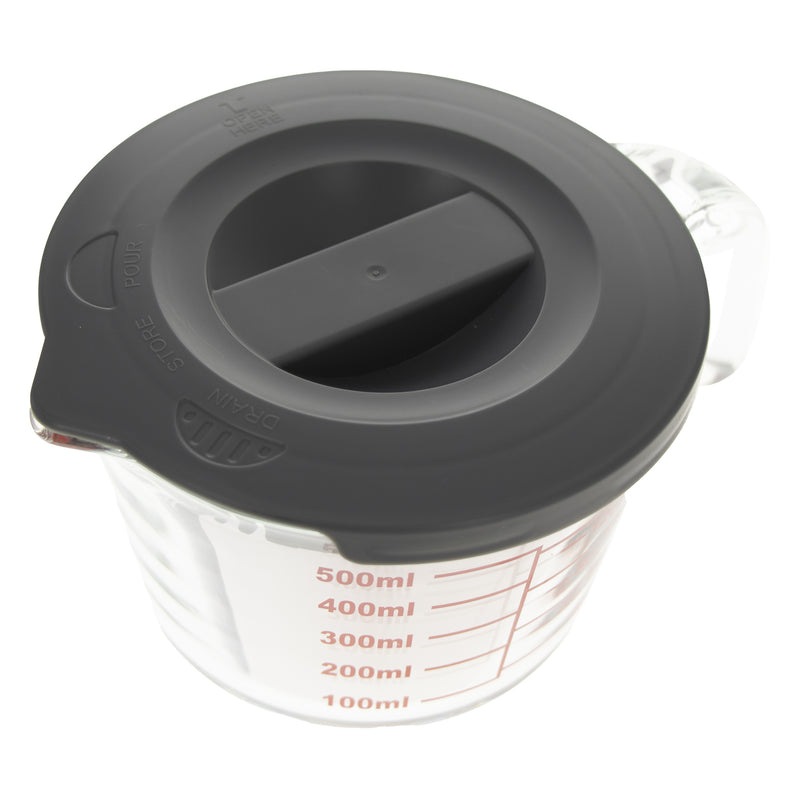 CONSOL PALMA MEASURING JUG BOROSILICATE WITH GREY COVER, 500ML (90X185X129MM DIA)