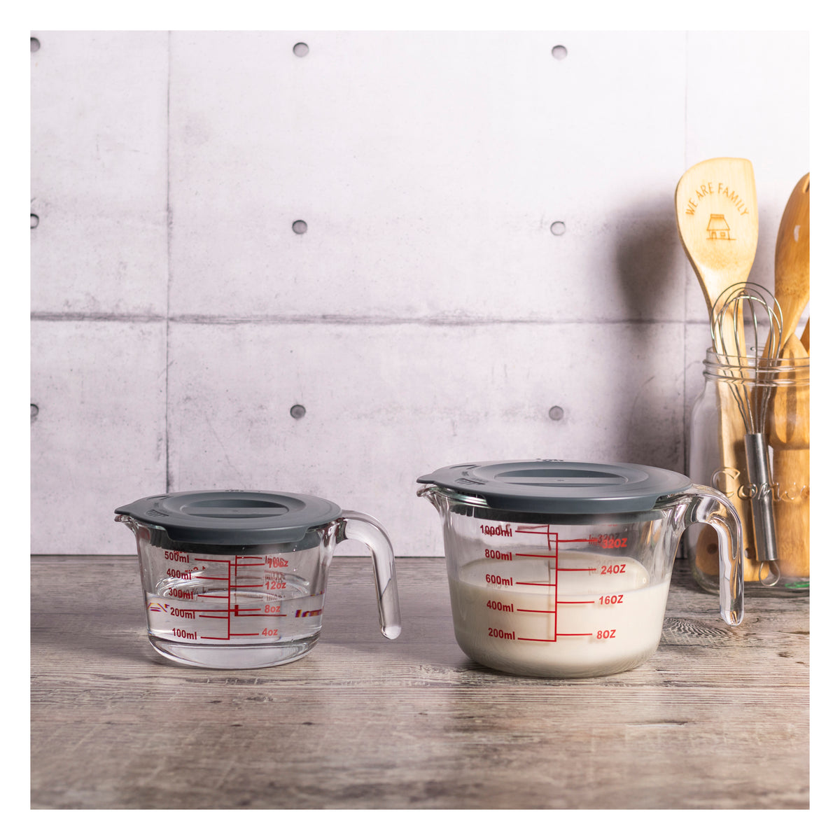 CONSOL PALMA MEASURING JUG BOROSILICATE WITH GREY COVER, 1L
