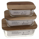 CONSOL VALENCIA RECT. FOOD STORAGE CONTAINER WITH ACACIA LIDS, 370ML (150X108X54MM)