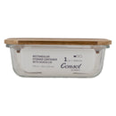 CONSOL VALENCIA RECT. FOOD STORAGE CONTAINER WITH ACACIA LIDS, 370ML (150X108X54MM)