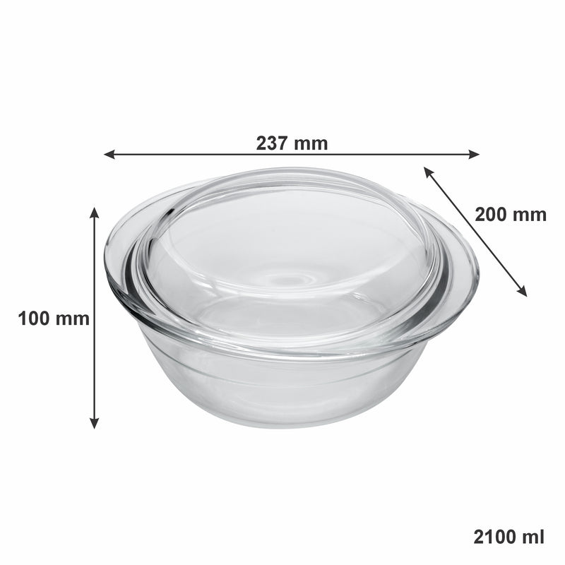 CONSOL CORDOBA ROUND GLASS CASSEROLE WITH LID, 2.1 L