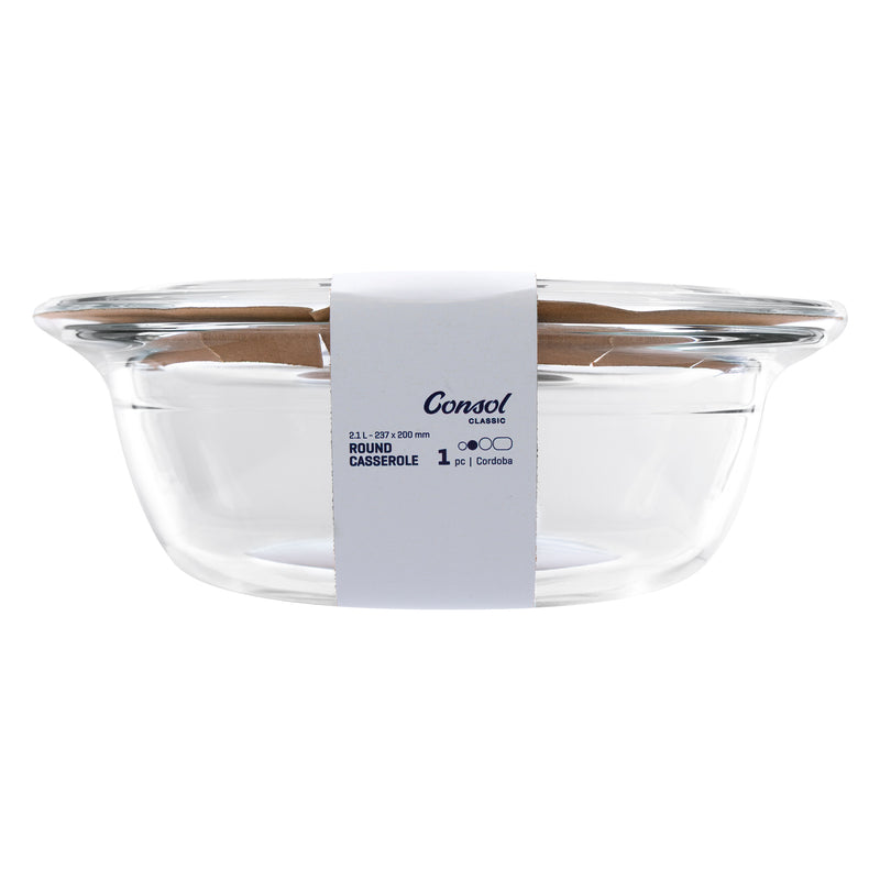CONSOL CORDOBA ROUND GLASS CASSEROLE WITH LID, 2.1 L