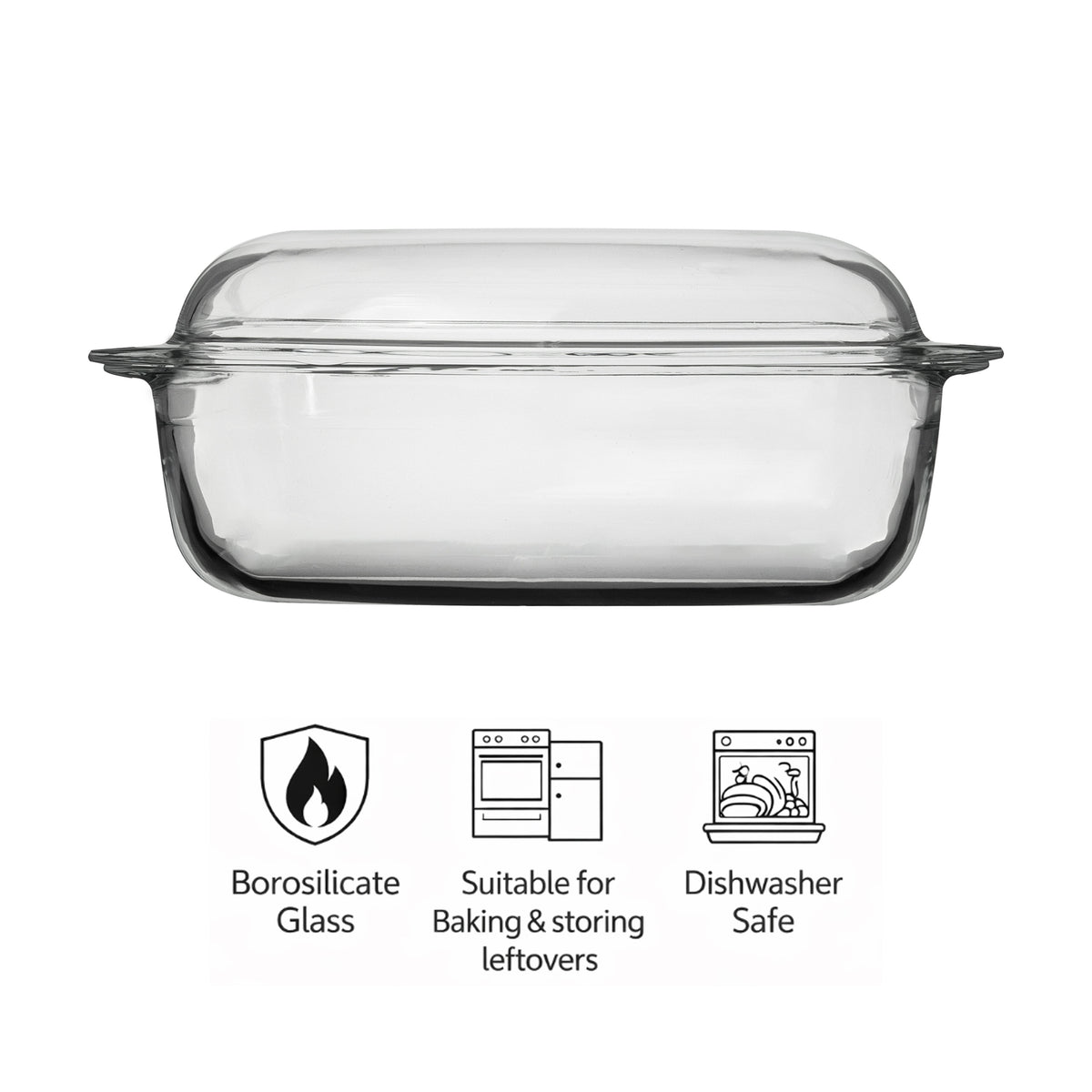 CONSOL CORDOBA RECTANGULAR GLASS CASSEROLE WITH LID, 4.5L