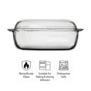 CONSOL CORDOBA RECTANGULAR GLASS CASSEROLE WITH LID, 4.5L