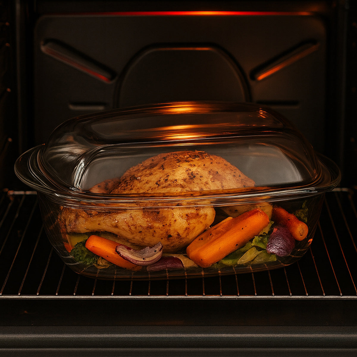 CONSOL CORDOBA RECTANGULAR GLASS CASSEROLE WITH LID, 4.5L