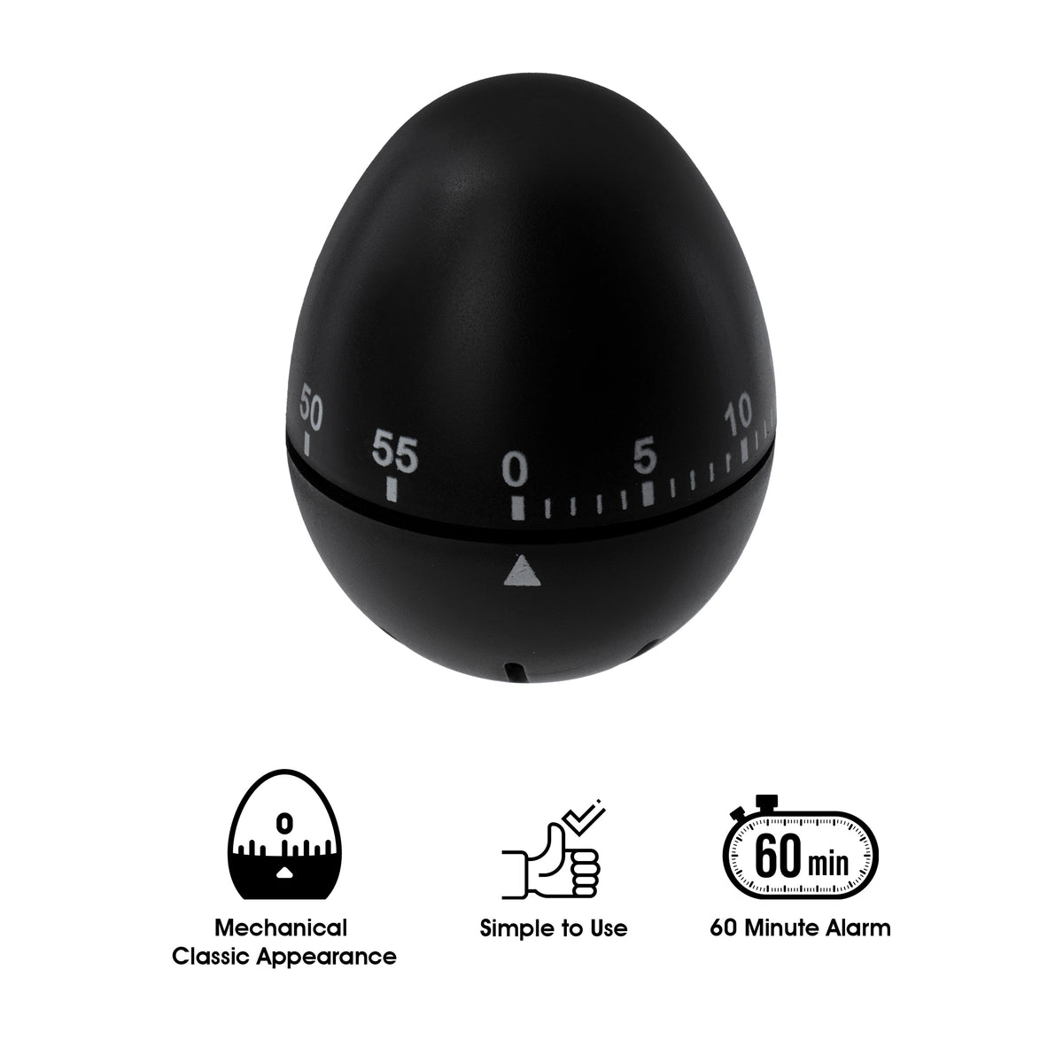 REGENT EGG TIMER ABS PLASTIC BLACK, 70X60MM DIA