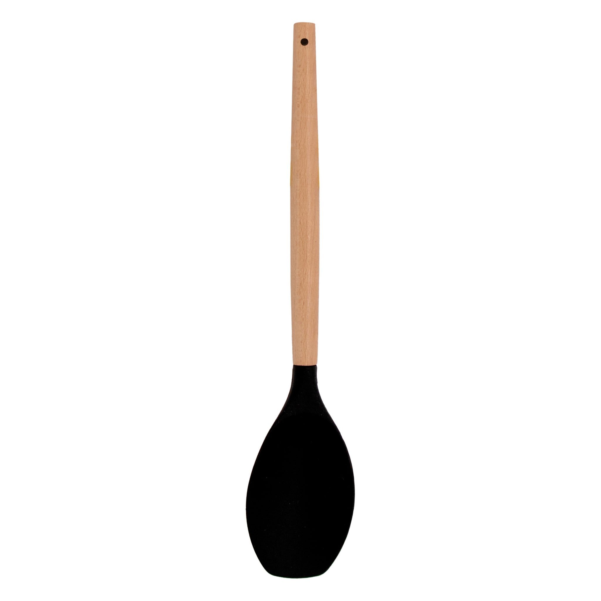 REGENT KITCHEN SPOONULA BLACK SILICONE WITH WOODEN HANDLE, 330MM