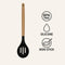 REGENT KITCHEN SLOTTED SPOON BLACK SILICONE AND WOODEN HANDLE, 340MM