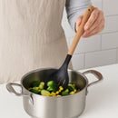 REGENT KITCHEN SLOTTED SPOON BLACK SILICONE AND WOODEN HANDLE, 340MM