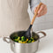 REGENT KITCHEN SLOTTED SPOON BLACK SILICONE AND WOODEN HANDLE, 340MM