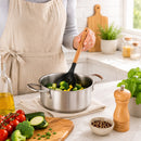 REGENT KITCHEN SLOTTED SPOON BLACK SILICONE AND WOODEN HANDLE, 340MM