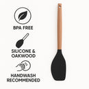 REGENT KITCHEN SPATULA BLACK SILICONE AND WOODEN HANDLE, 340MM