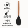 REGENT KITCHEN SPATULA BLACK SILICONE AND WOODEN HANDLE, 340MM