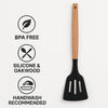 REGENT KITCHEN SLOTTED TURNER BLACK SILICONE AND WOODEN HANDLE, 340MM
