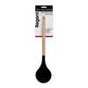 REGENT KITCHEN LADLE BLACK SILICONE WITH WOODEN HANDLE, 340MM