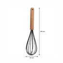 REGENT KITCHEN WHISK BLACK SILICONE COATED WIRE AND WOODEN HANDLE, 260MM