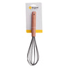 REGENT KITCHEN WHISK BLACK SILICONE COATED WIRE WITH WOODEN HANDLE, 260MM
