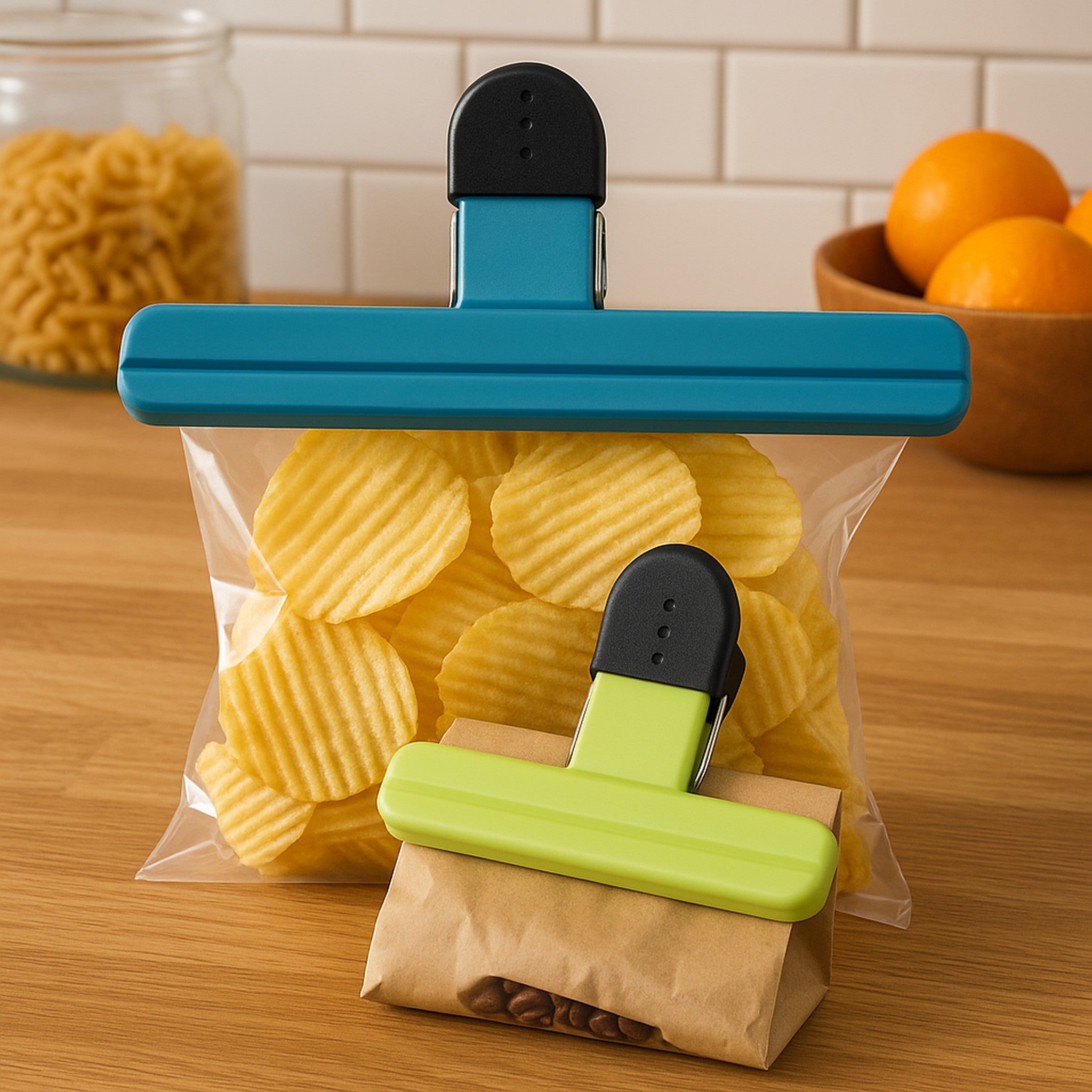 REGENT KITCHEN BAG SEALING CLIPS MIXED COLOURS, 2 LARGE & 2 SMALL, 4PK SET
