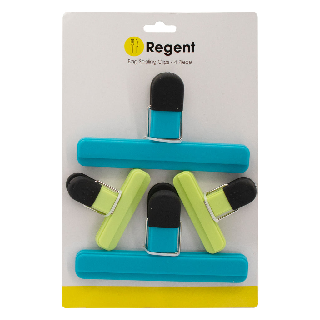 REGENT KITCHEN BAG SEALING CLIPS MIXED COLOURS, 2 LARGE & 2 SMALL, 4PK SET