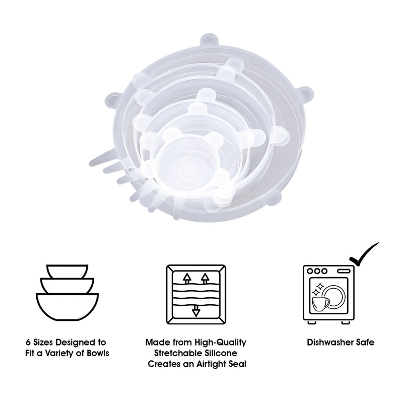 REGENT FLEXIBLE SILICONE BOWL COVERS 6PK SET