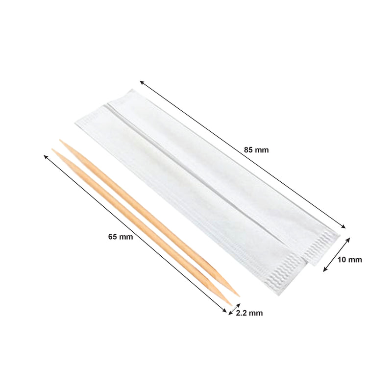 REGENT WOODEN TOOTHPICKS 1000PCS INDIV. WRAPPED IN A BOX, (65X2.2MM DIA)