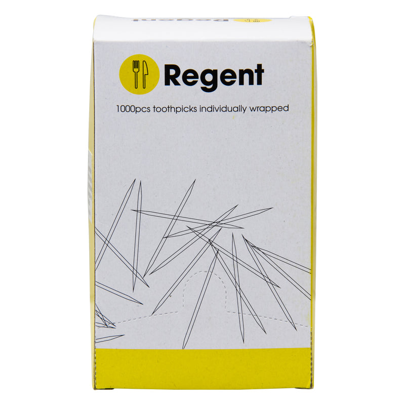 REGENT WOODEN TOOTHPICKS 1000PCS INDIV. WRAPPED IN A BOX, (65X2.2MM DIA)