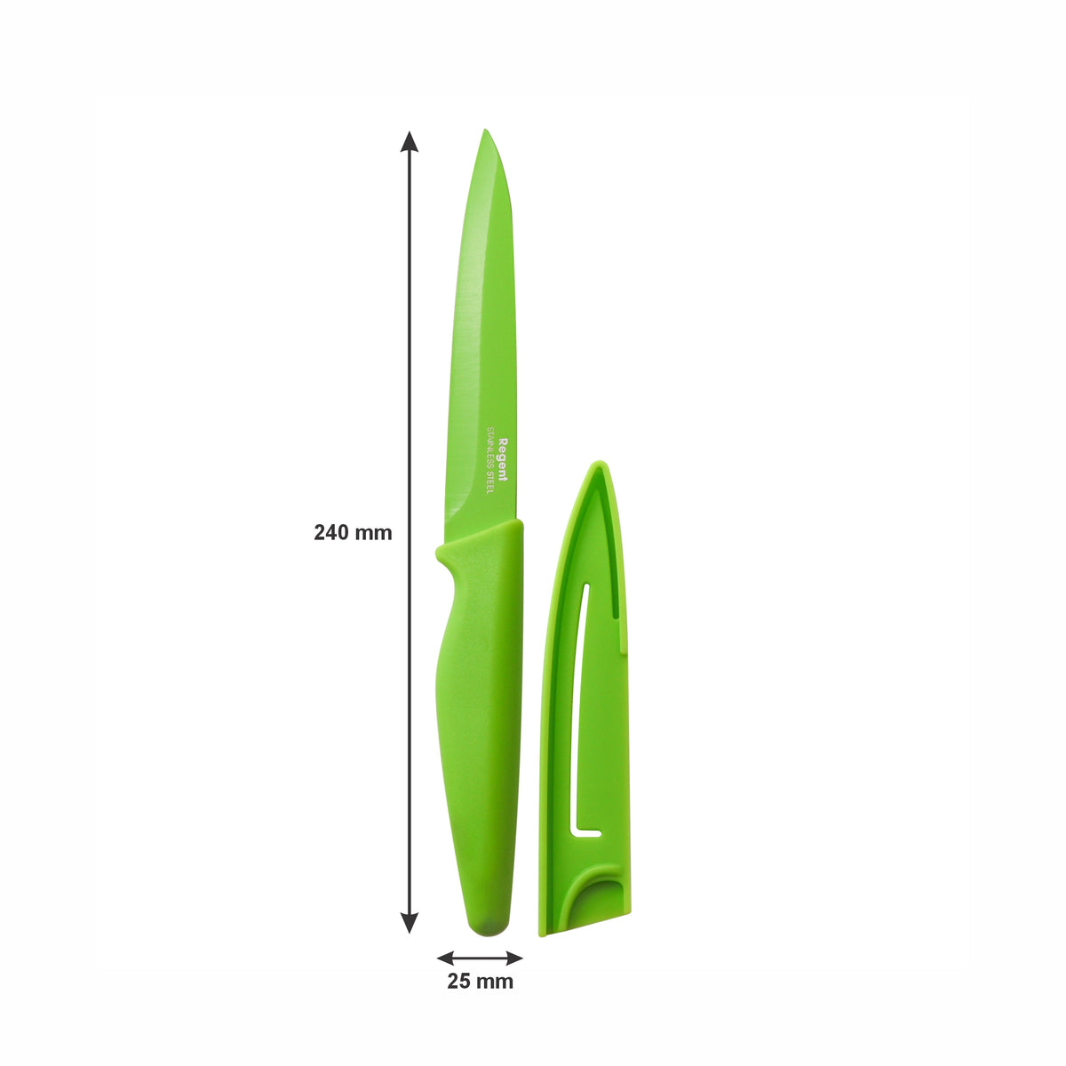 REGENT KITCHEN CHEF, UTILITY, PARING COLOURED KNIVES WITH SHEATHS 3PCS SET