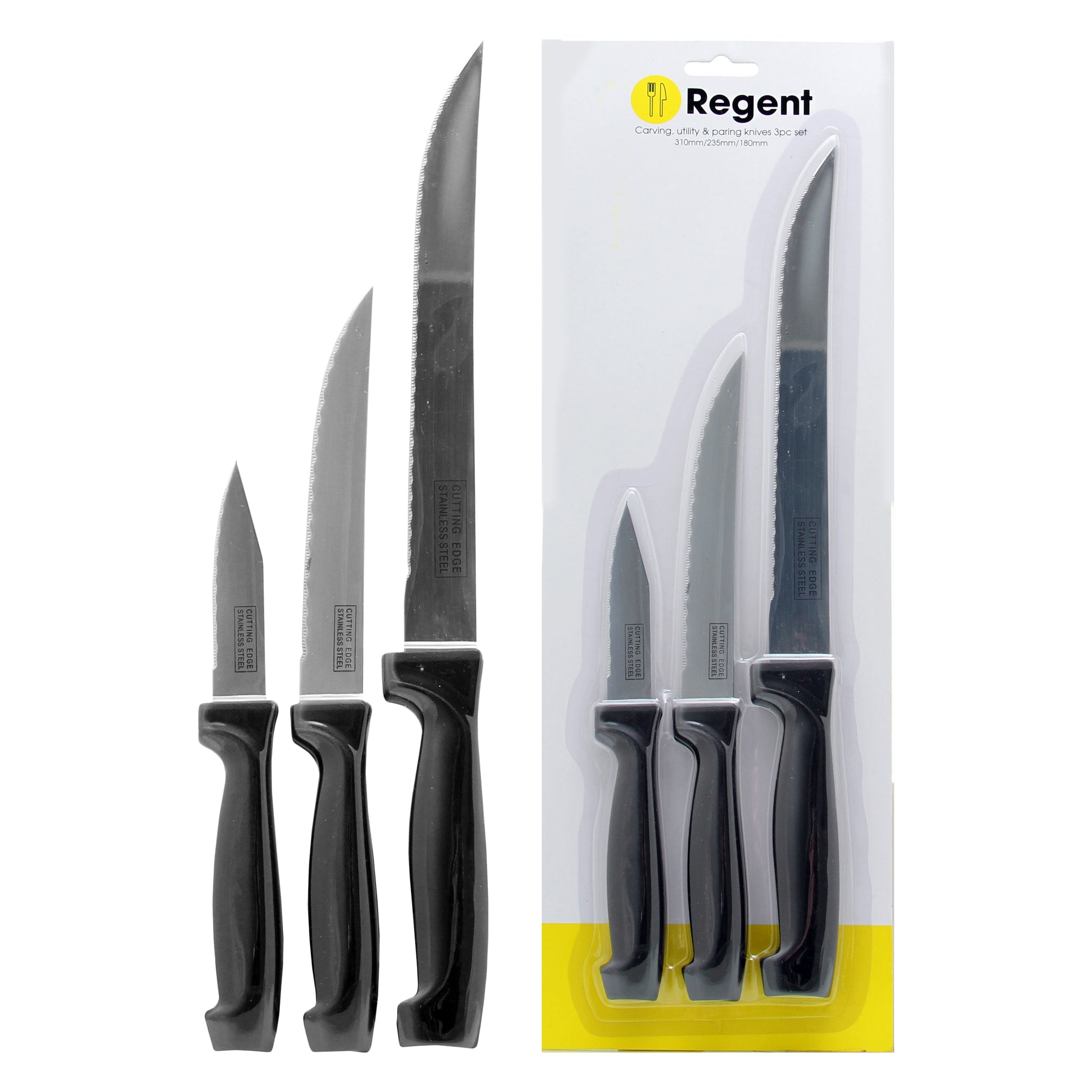 REGENT KITCHEN CARVING,UTILITY & PARING KNIVES 3PCE SET