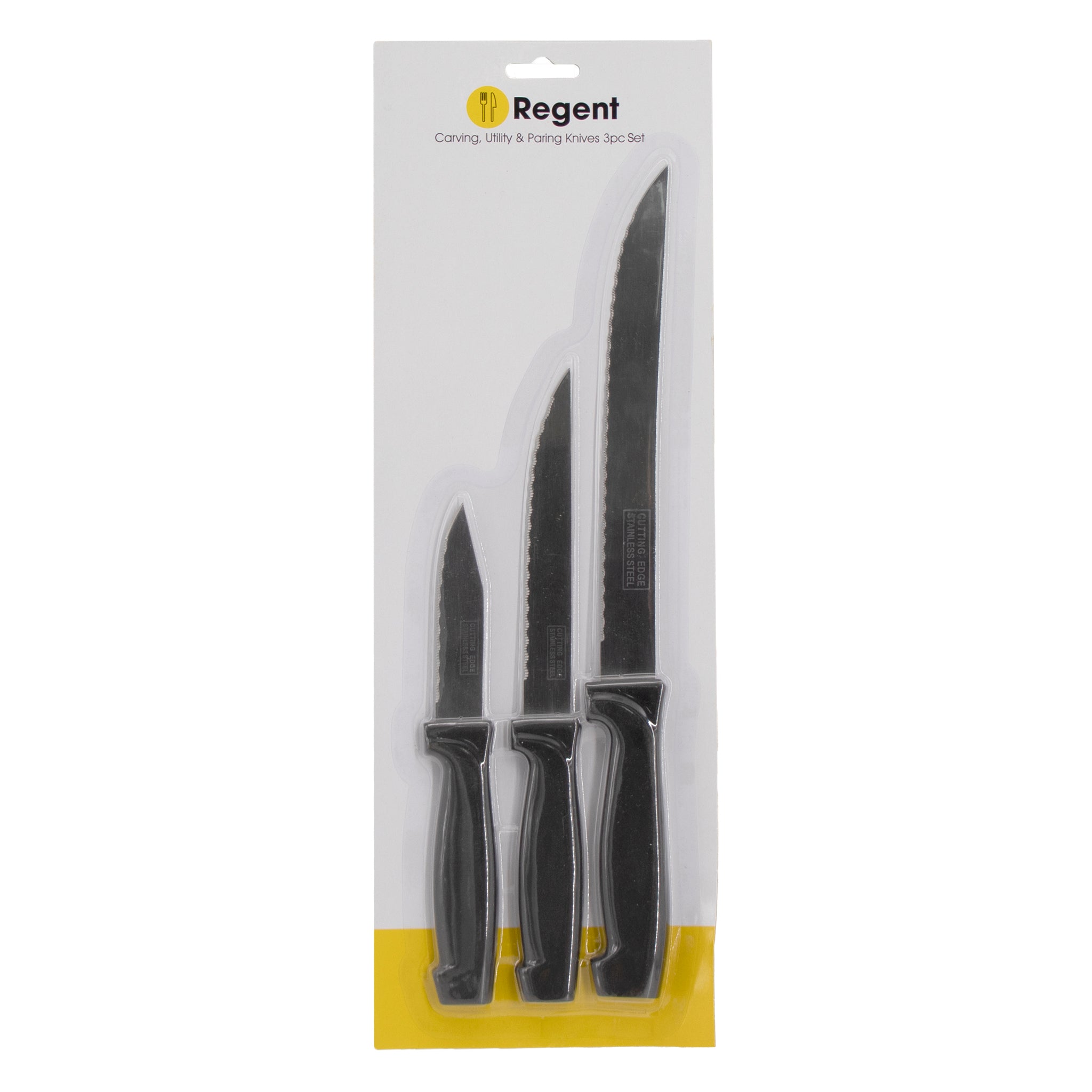 REGENT KITCHEN CARVING,UTILITY & PARING KNIVES 3PCE SET