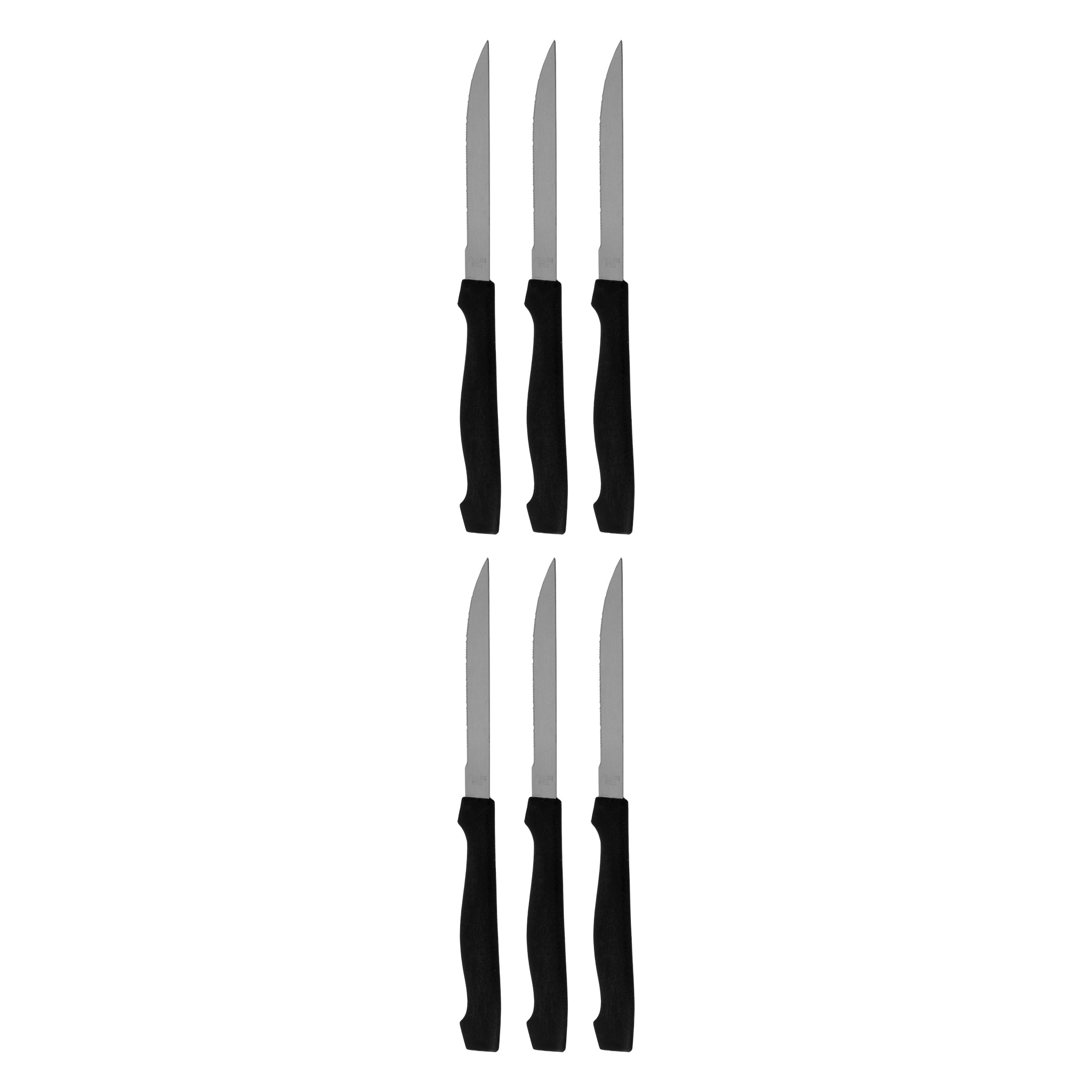 REGENT KITCHEN STEAK KNIVES WITH BLACK PP HANDLES 6PK, 200MM