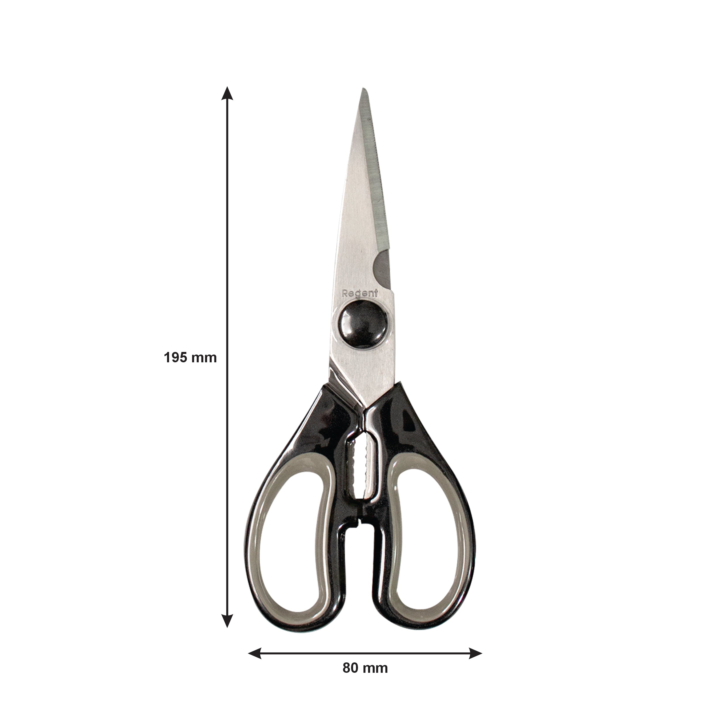 REGENT KITCHEN SCISSOR BLACK AND GREY, 190MM