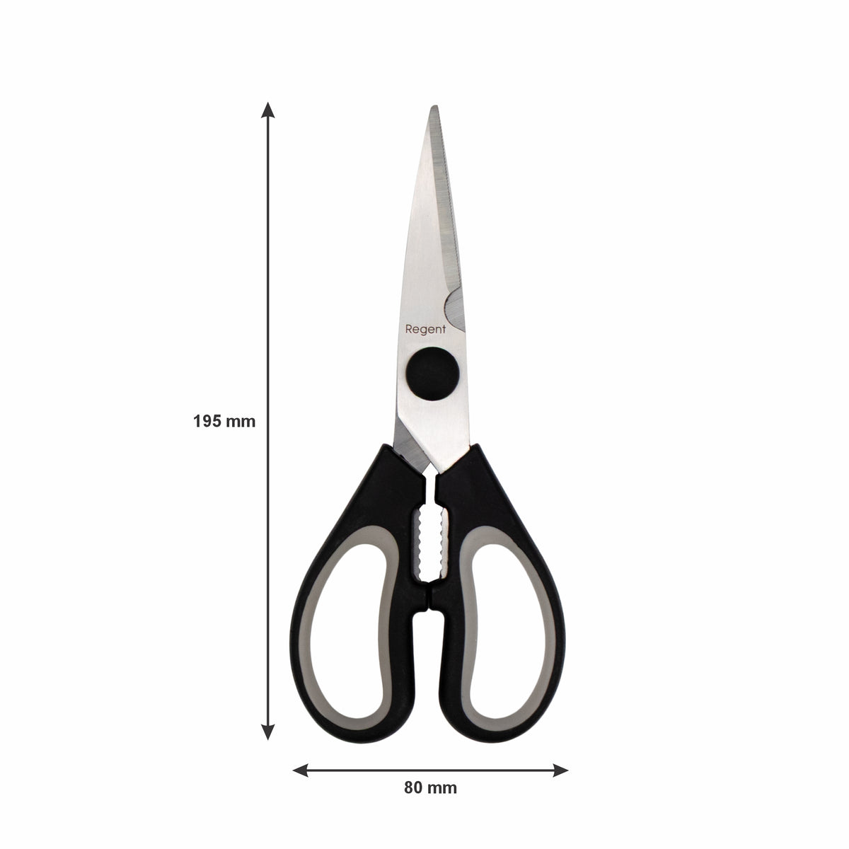 REGENT KITCHEN SCISSOR BLACK AND GREY, 195MM