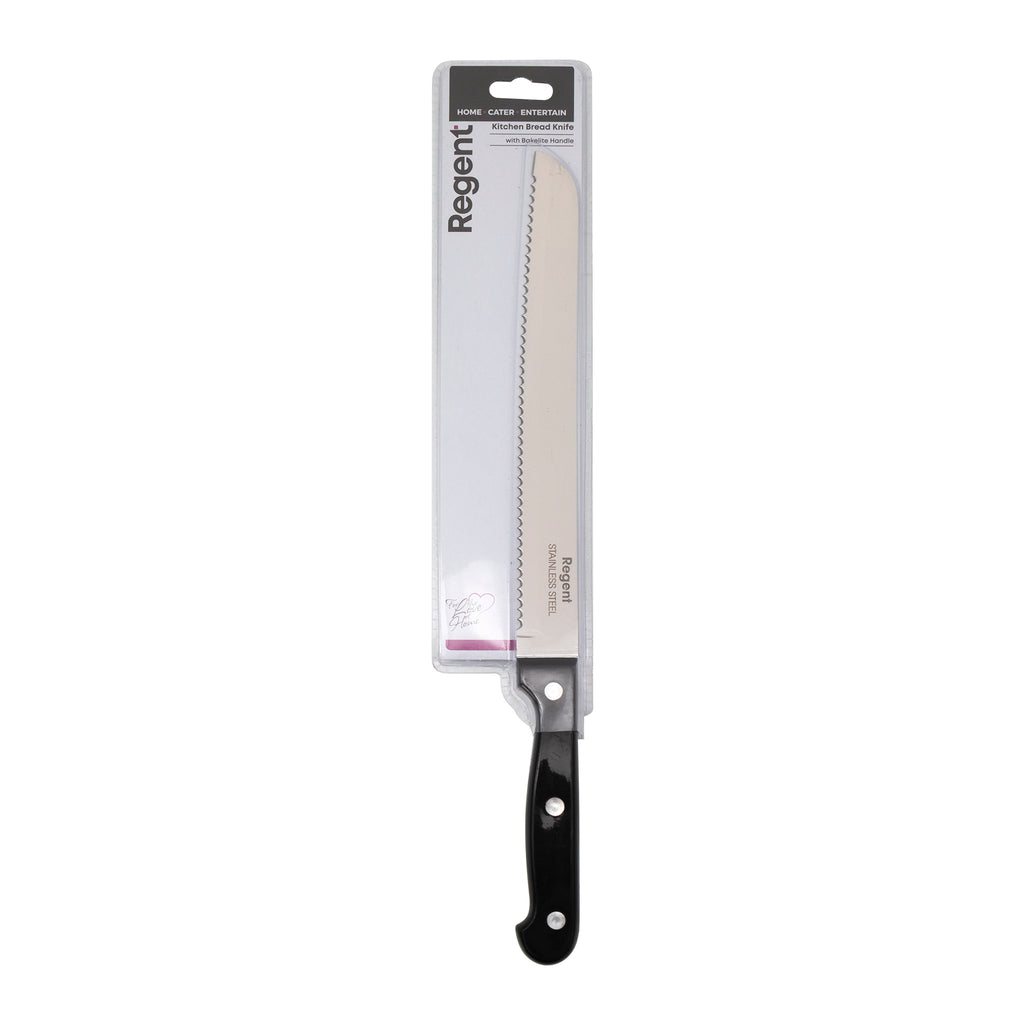 REGENT KITCHEN BREAD KNIFE WITH BAKELITE HANDLE AND 3 RIVETS, 320MM
