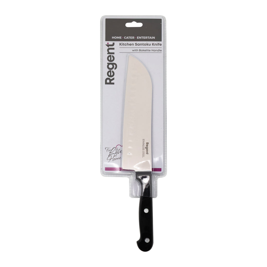 REGENT KITCHEN SANTOKU KNIFE WITH BAKELITE HANDLE AND 3 RIVETS, 290MM