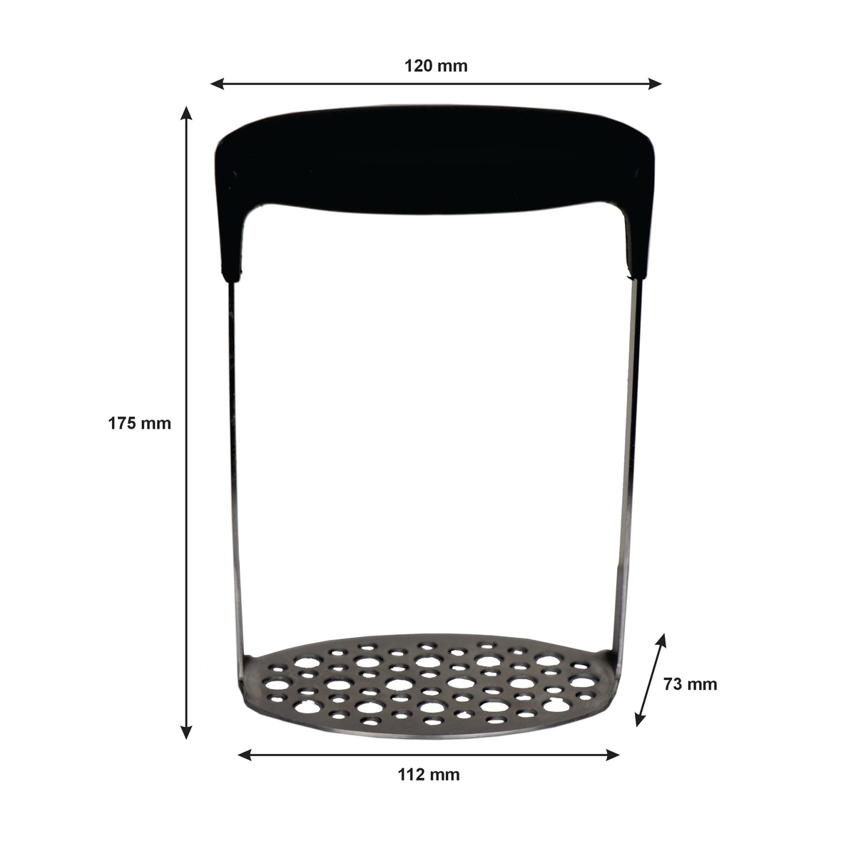 REGENT KITCHEN POTATO MASHER ST STEEL WITH BLACK HANDLE, 175MM