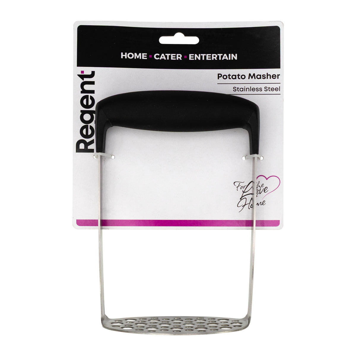 REGENT KITCHEN POTATO MASHER ST STEEL WITH BLACK HANDLE, 175MM