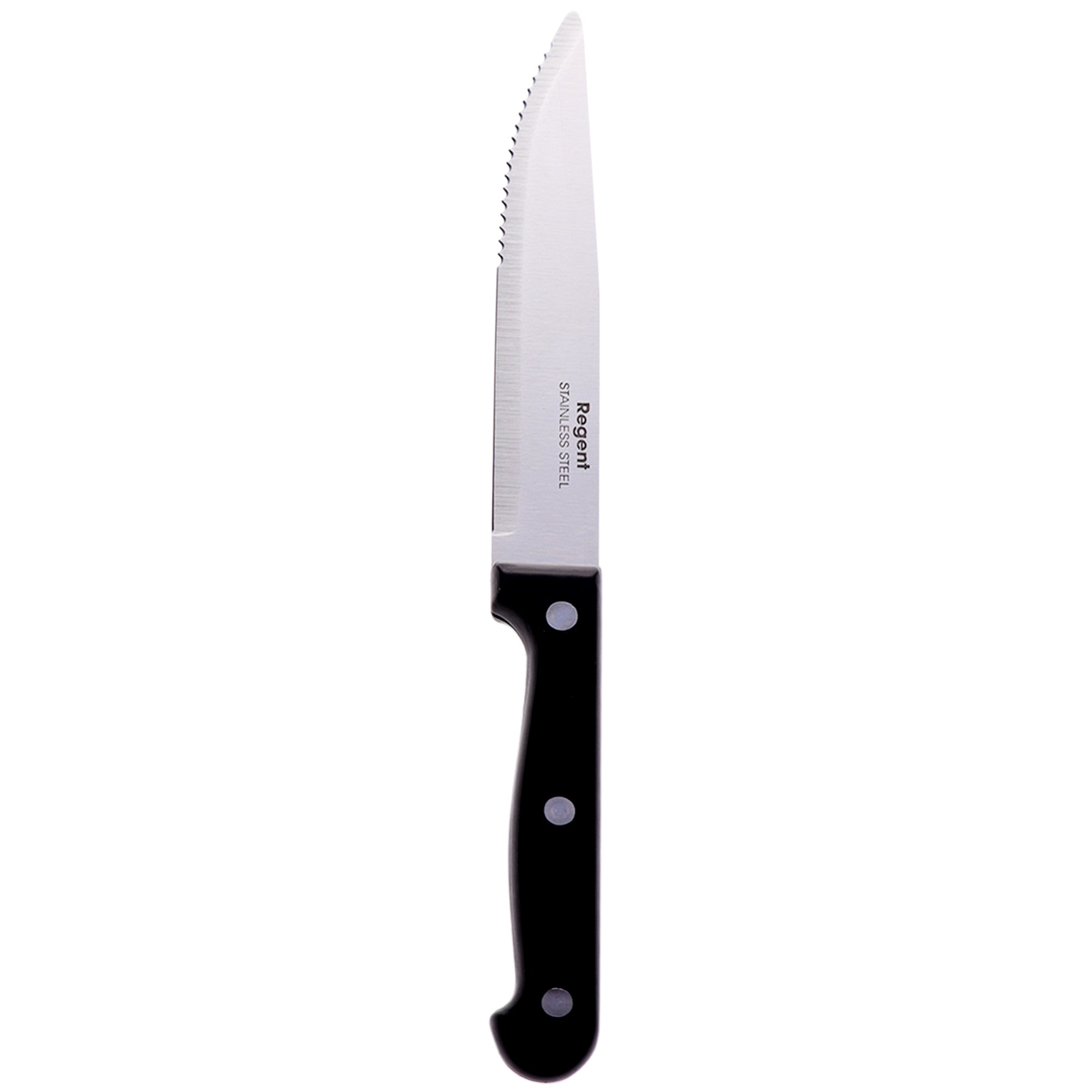 REGENT KITCHEN STEAK KNIVES WITH BAKELITE HANDLE AND 3 RIVETS 4PK SET, 245MM
