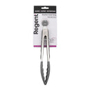 REGENT KITCHEN FOOD TONG STAINLESS STEEL WITH GREY SILICONE TIPS, 275MM