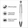 REGENT KITCHEN FOOD TONG STAINLESS STEEL WITH BLACK SILICONE TIPS, 340MM