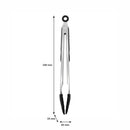 REGENT KITCHEN FOOD TONG STAINLESS STEEL WITH BLACK SILICONE TIPS, 340MM