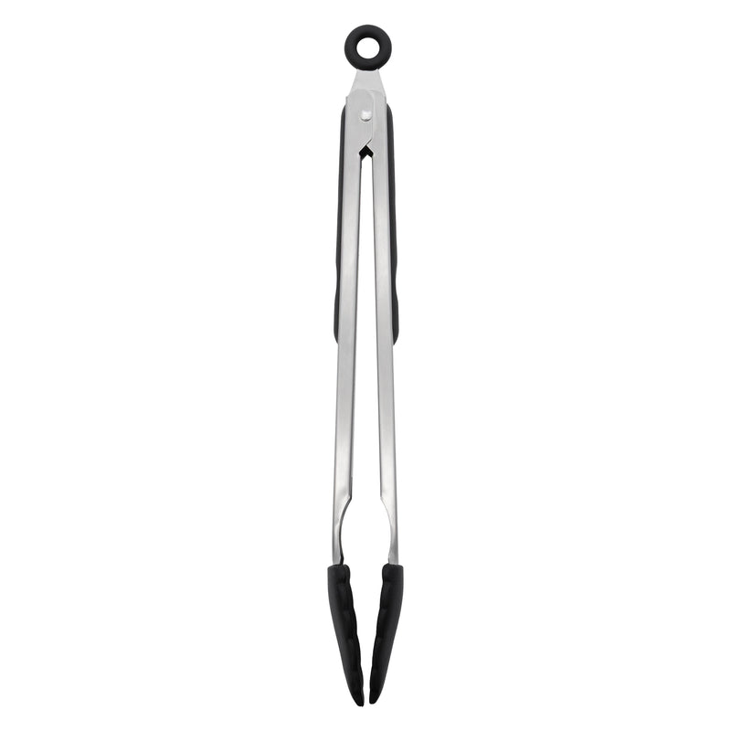 REGENT KITCHEN FOOD TONG STAINLESS STEEL WITH BLACK SILICONE TIPS, 340MM