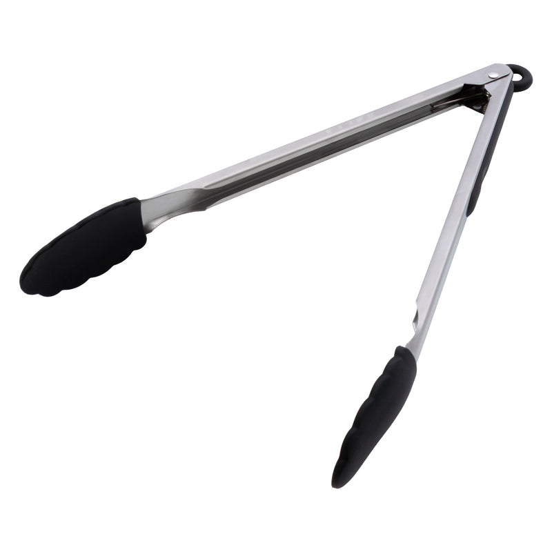 REGENT KITCHEN FOOD TONG STAINLESS STEEL WITH BLACK SILICONE TIPS, 340MM