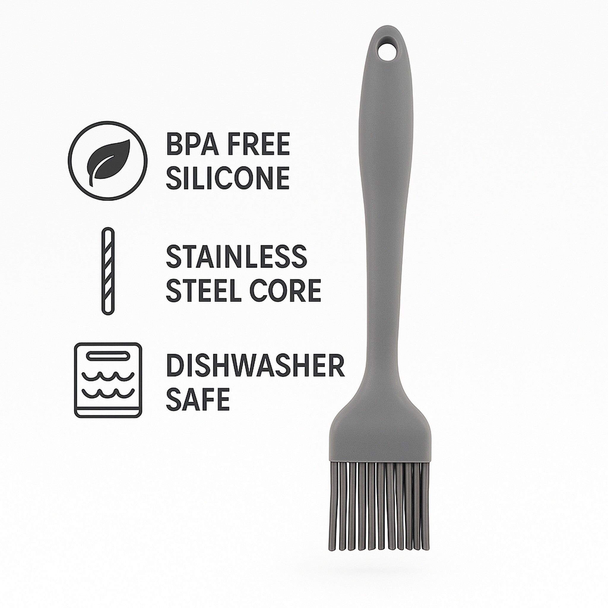 REGENT KITCHEN GREY SILICONE BASTING BRUSH, 210MM