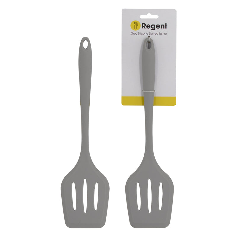 REGENT KITCHEN GREY SILICONE SLOTTED TURNER, (304X78X18MM)